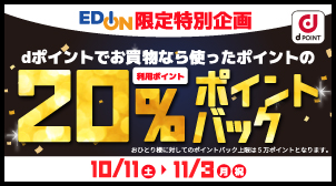dポイント利用でもれなく20％ポイントバックキャンペーン！